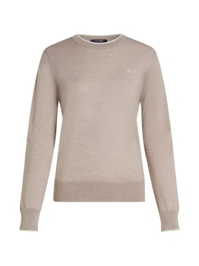 Karl Lagerfeld Merino-wool Sweater In Brown