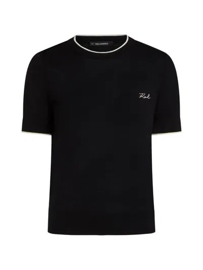 Karl Lagerfeld Merino-wool T-shirt In Black