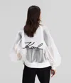 Karl Lagerfeld Mesh Bomber Jacket In White