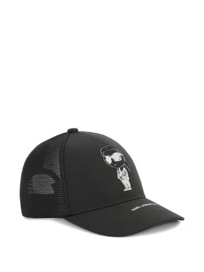 Karl Lagerfeld Kids' Mesh Graphic Cap In Black