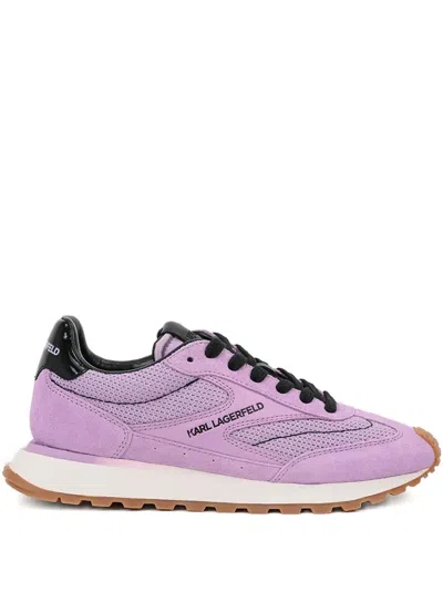 Karl Lagerfeld Mesh-panel Suede Sneakers In Purple