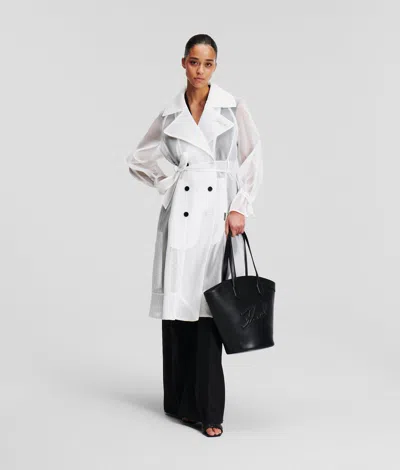Karl Lagerfeld Mesh Trenchcoat Handpicked By Hun Kim In White