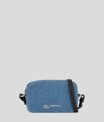 Karl Lagerfeld Metal Klj Logo Denim Camera Bag In Blue