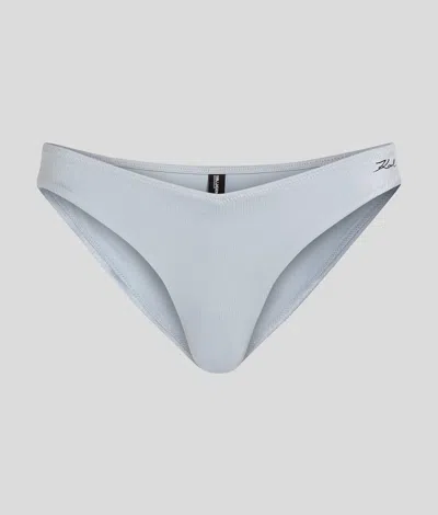 Karl Lagerfeld Metallic Bikini Bottoms In Blue