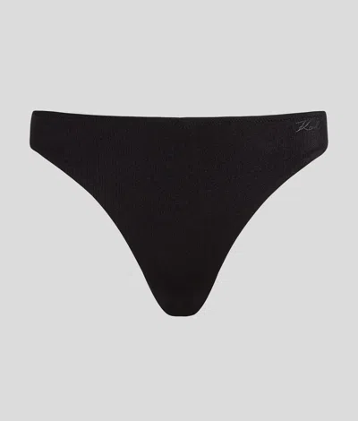Karl Lagerfeld Metallic Bikini Bottoms In Black