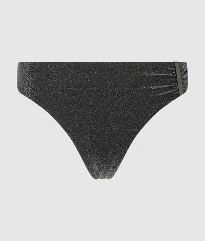 Karl Lagerfeld Metallic Bikini Bottoms In Gray