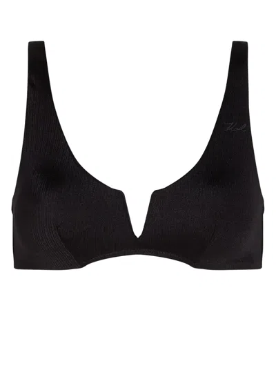Karl Lagerfeld Karl Dna Bikini Top In Black