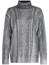 Karl Lagerfeld Metallic Cable-knit Jumper In Grey