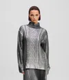 Karl Lagerfeld Metallic Cable Knit Sweater In Gray
