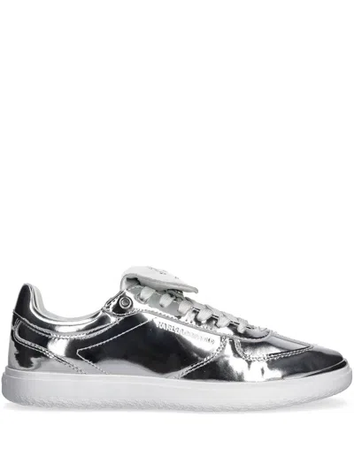 Karl Lagerfeld Metallic-effect Sneakers In Silver