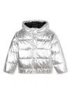Karl Lagerfeld Metallic Quilted Puffer Jacket In Silver