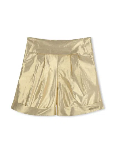 Karl Lagerfeld Kids' Metallic-finish Shorts In Gold