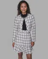 Karl Lagerfeld Metallic Glen Plaid Tweed Jacket In Multi