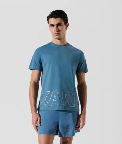 Karl Lagerfeld Metallic Logo Beach T-shirt In Blue