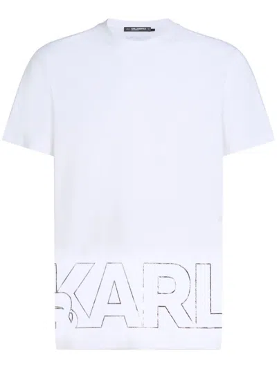 Karl Lagerfeld Metallic Logo-print T-shirt In White