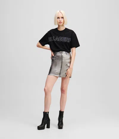 Karl Lagerfeld Metallic Miniskirt In Gray