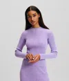 Karl Lagerfeld Metallic Mock-neck Sweater In Purple