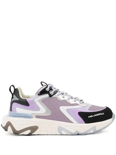 Karl Lagerfeld Metallic-panelled Mesh Sneakers In Purple