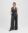 Karl Lagerfeld Metallic Pinstripe Wrap Pants In Gray