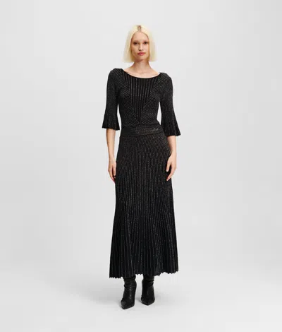 Karl Lagerfeld Metallic Pleated Knit Dress