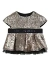 Karl Lagerfeld Metallic Pleated Top In Black