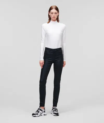 Karl Lagerfeld Metallic Skinny Jeans In Black