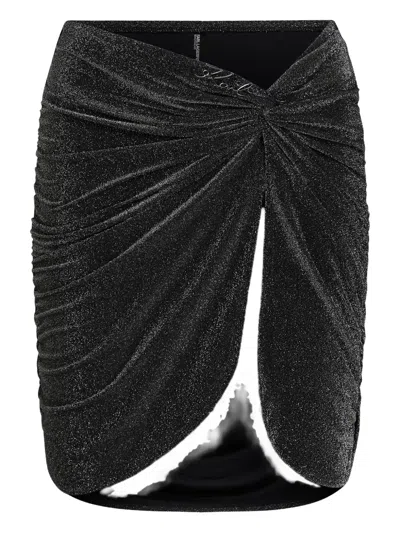 Karl Lagerfeld Metallic Skirt In Black