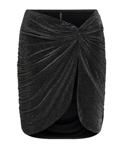 Karl Lagerfeld Metallic Skirt In Black