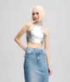 Karl Lagerfeld Metallic Tank Top In White