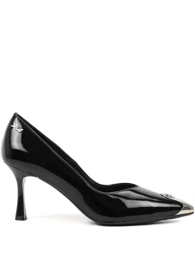 Karl Lagerfeld Metallic-toe Patent Pumps In Black