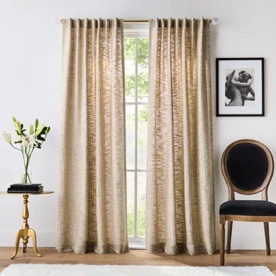 Karl Lagerfeld Metallic Tweed Curtain Panel Pair In Ivory