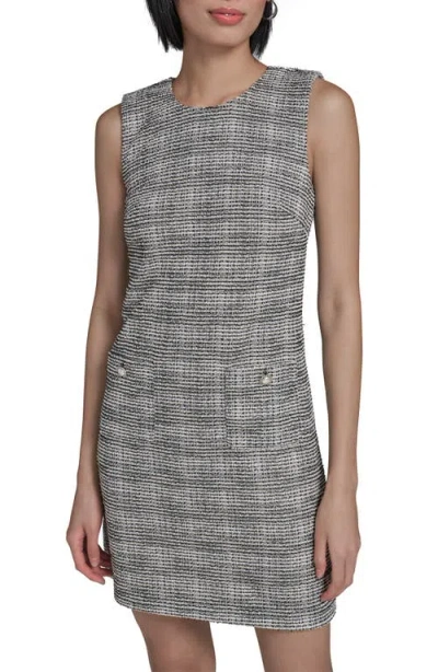 Karl Lagerfeld Metallic Tweed Shift Minidress In Gray