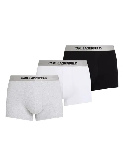 Karl Lagerfeld Metallic-waistband Boxers (pack Of Three) In Grey