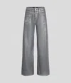 Karl Lagerfeld Metallic Wide Leg Jeans In Silver