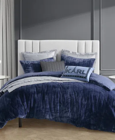 Karl Lagerfeld Microfiber Printed Channel 3 Piece Duvet Cover Set, King In Multi