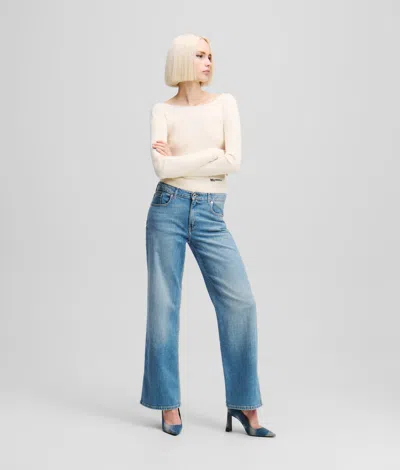 Karl Lagerfeld Mid-rise Relaxed Jeans With Split Hem