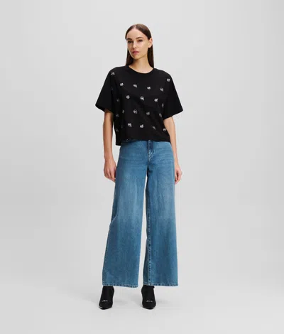 Karl Lagerfeld Mid-rise Wide-leg Jeans In Blue