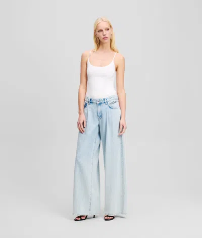 Karl Lagerfeld Mid-rise Wide-leg Jeans In Blue