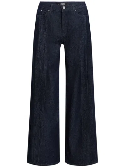 Karl Lagerfeld Mid-rise Wide-leg Jeans In Blue