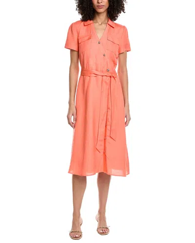 Karl Lagerfeld Midi Faux Surplice Dress In Orange