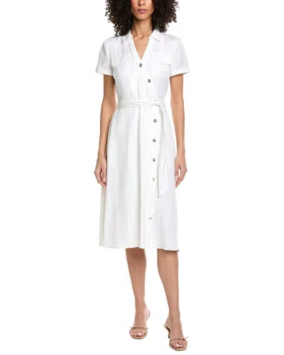 Karl Lagerfeld Midi Faux Surplice Dress In White