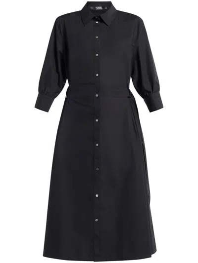 Karl Lagerfeld Midi Shirt Dress In Black