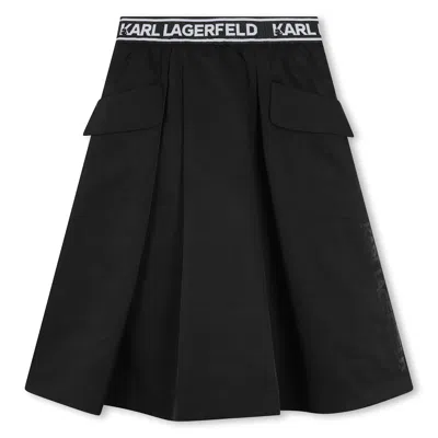 Karl Lagerfeld Kids' Logo-waistband Midi Skirt In Black
