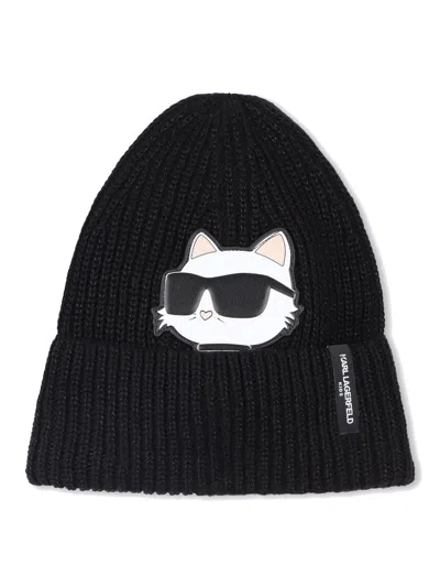 Karl Lagerfeld Mini Beanie Snood For Kids In Black