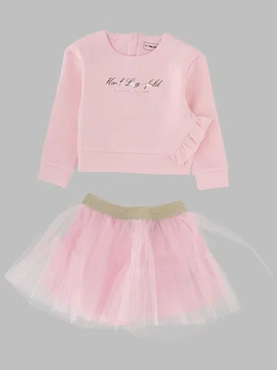 Karl Lagerfeld Mini Chic Girls' Dress Set In Pink