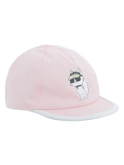 Karl Lagerfeld Mini Cotton Hat For Girls In Pink