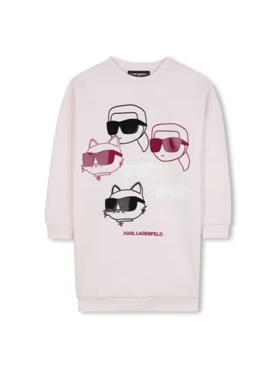 Karl Lagerfeld Mini Dress With Logo For Girls In Multicolour