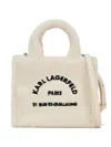 Karl Lagerfeld Mini Embroidered Tote Bag In White