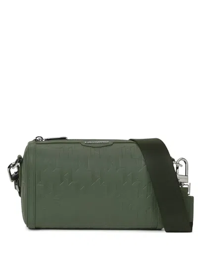 Karl Lagerfeld Mini K/loom Leather Messenger Bag In Green