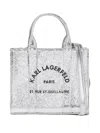 Karl Lagerfeld Mini Shiny Wrinkle Tote Bag In Gray
